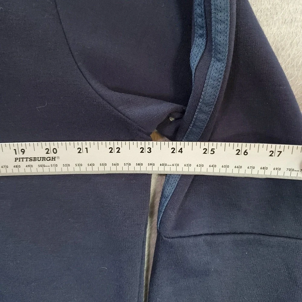 Adidas Men Sweater Large Blue Logo Three Stripe Crew Neck Long Sleeve READ